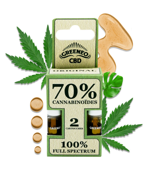 2x Cartouches ORIGINAL PEN CBD 70 % cannabinoïdes Greeneo